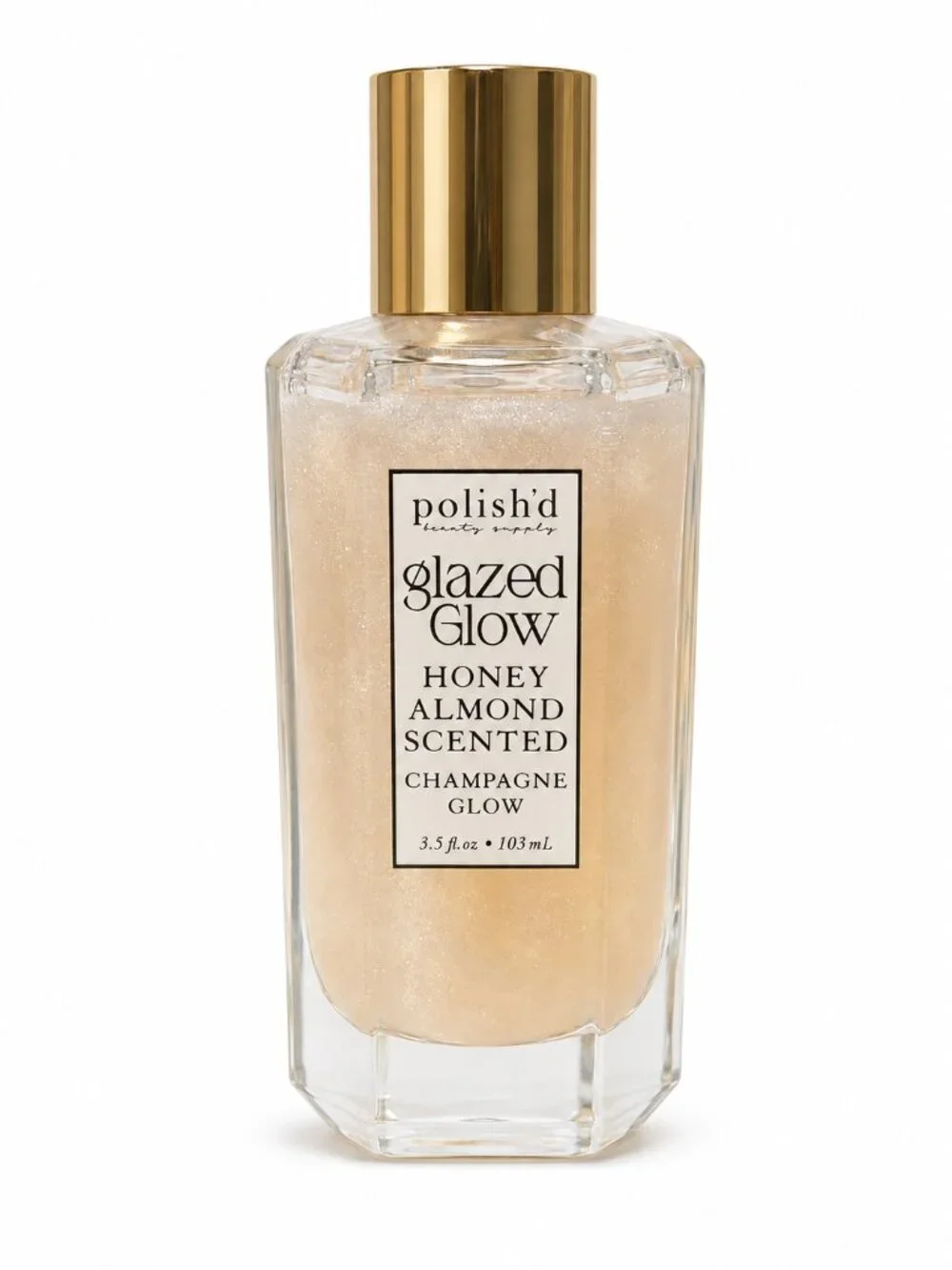 Polish’d Beauty Supply Glazed Glow Honey Almond Shimmer Body Oil – Champagne Glo
